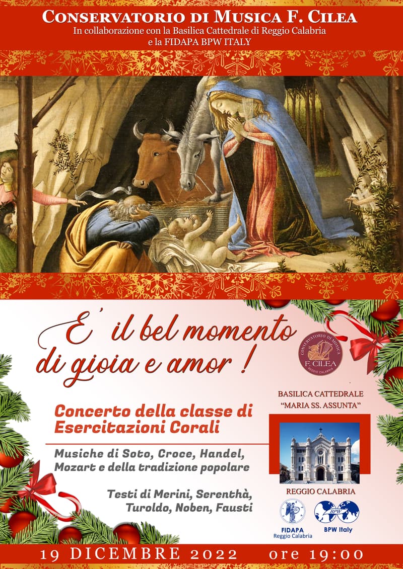 Concerto di Natale 19 dicembre 2022  ore 19 Cattedrale Reggio Calabria