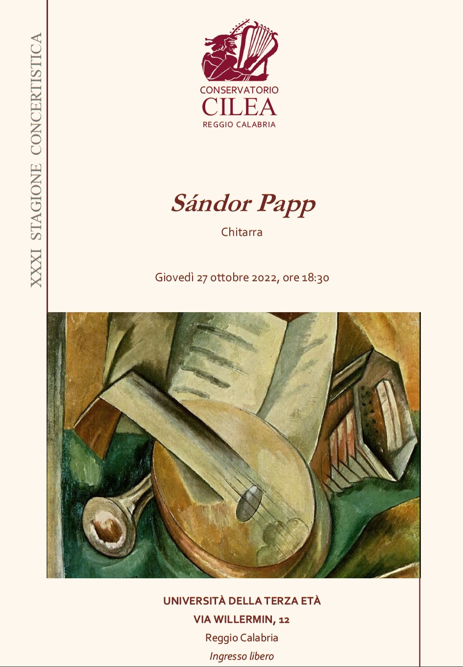 Sandor Papp, chitarra 27-10-2022 ore 18.30 UniTRE  RC