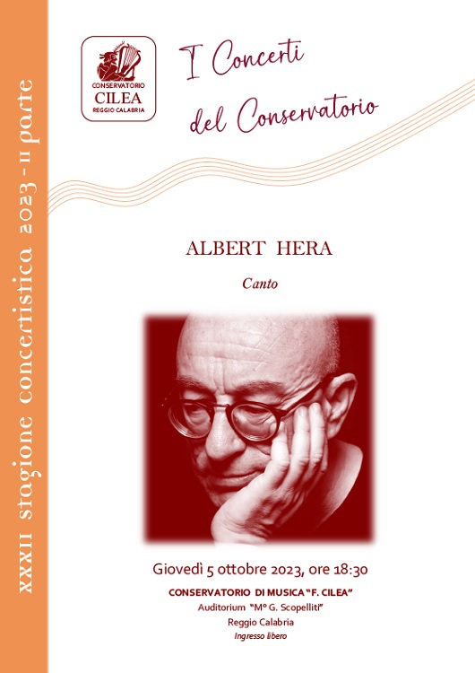 concerto albert hera 5-10-2023 ore 18.30 Auditorium del Conservatorio CIlea Reggio Calabria