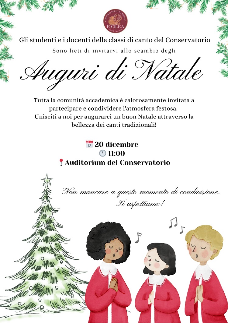Auguri Natale in canto 20-12-2023 ore 11 Conservatorio Cilea