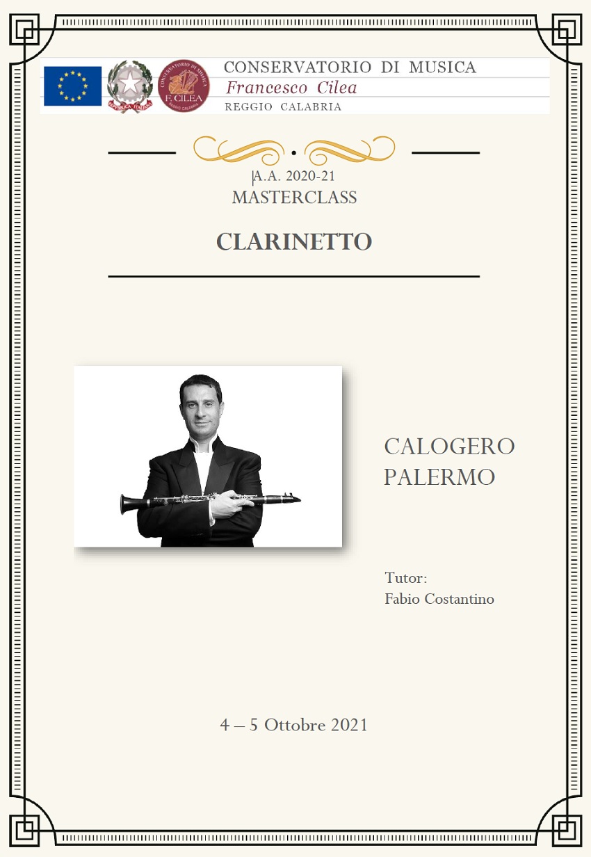 Masterclass Calogero Palermo 4-2 ottobre 2021 conservatorio Cilea