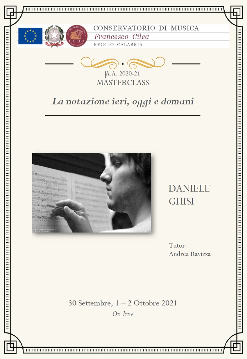 Masterclass Daniele Ghisi 30/9-1-2/10 conservatorio Cilea