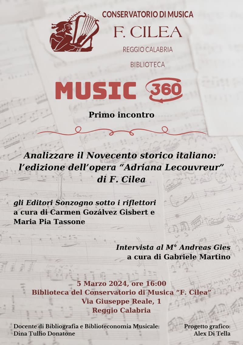 Music360 1° incontro 5-3-2024 Biblioteca conservatorio Cilea