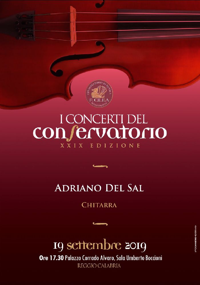 Concerto Adriano Del Sal, chitarra, 19-9-2019 ore 17.30 Palazzo Alvaro Reggio Calabria