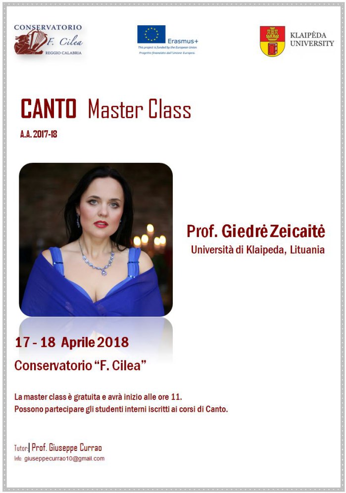master class canto giedre zeicaite 17-18 aprile 2018