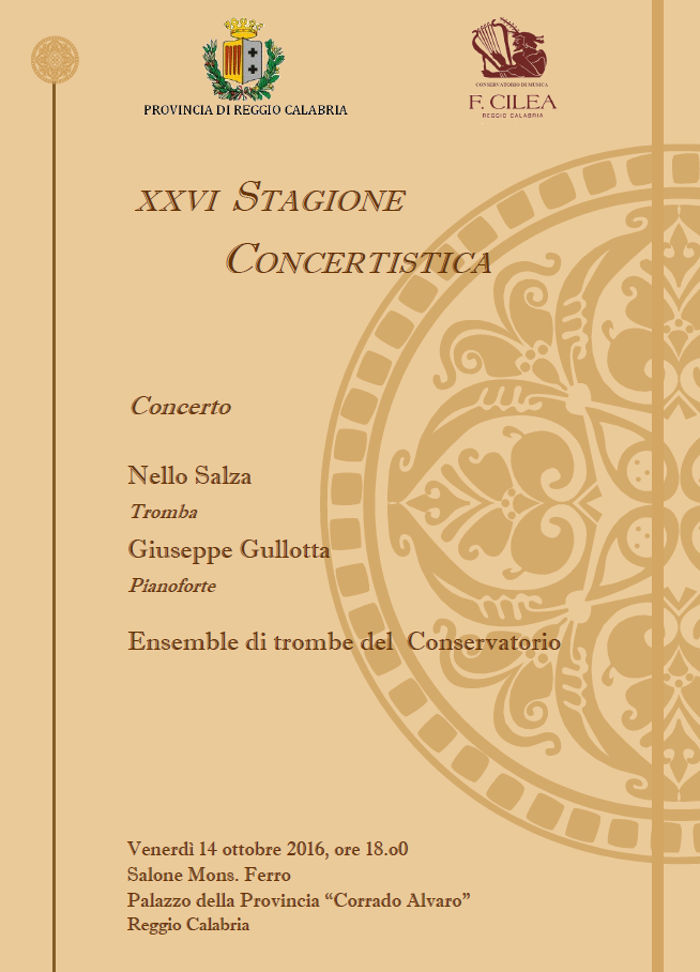 PROGRAMMA A. ARUTUNIAN Concerto per tromba e orchestra Musiche di J. CLARKE N. ROTA A. COURAGE N. PIOVANI